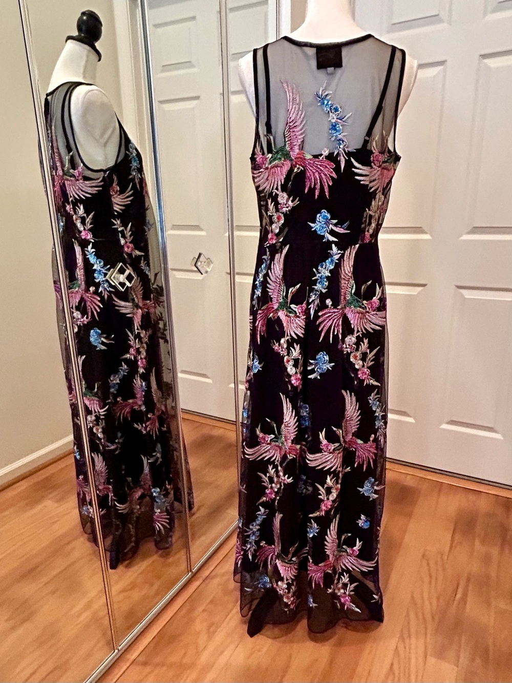 Johnny Was -Meol Mazzy A line Mesh Bird of Paradise Embroidered Dress (Slip) - Picture 5 of 13